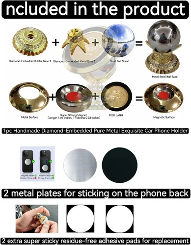 Miniatura 3 de Soporte magnético de lujo para teléfono de automóvil, rotación de 360 grados, imán súper fuerte todo de metal, soporte universal de teléfono