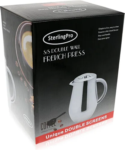 Miniatura 8 de Prensa de café francesa de acero inoxidable y doble pared de SterlingPro., Fine, acabado de espejo Espejo (forma de pera)