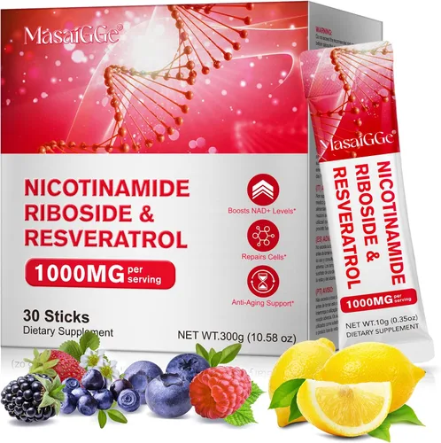 NAD 1000mg líquido 30 paquetes, suplemento líquido NAD, suplementos NAD para mujeres, ribósido de nicotinamida y resveratrol premium, aumenta la