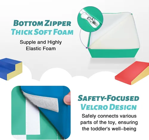 Miniatura 5 de TODIBY Juguetes de Escalada para Niños Pequeños de 6 Piezas de Cuero PU Suave, Conjunto de Juego de Actividades de Escalada y Gateo para Interiores