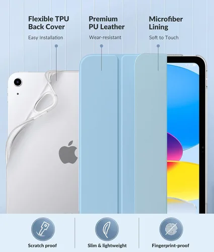 Miniatura 4 de MoKo Funda para Nuevo iPad (A16) 11ª Generación 2025/ 10ª Generación 2022, Funda para iPad de 11 Pulgadas/ 10.9 Pulgadas con Cubierta Trasera Azul