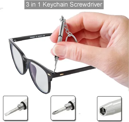 Miniatura 4 de Esinam Destornillador pequeño multifuncional 8 en 1 para lentes, reparación de gafas, mini kit de destornillador para teléfono celular, gafas