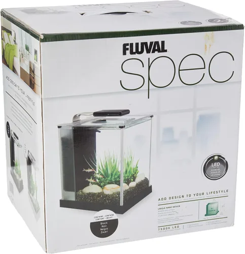 Miniatura 4 de Set de acuario Fluval SPEC para agua dulce, acuario con iluminación LED y filtración de 3 etapas, 2.6 galones, negro, para razas grandes