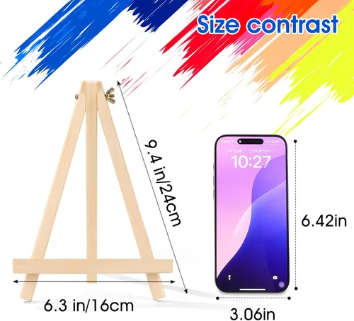 Miniatura 2 de AROIC Caballete de 9 pulgadas para pintar, paquete de 6 caballetes de madera para letreros, caballetes de mesa para pintar lienzos, caballete