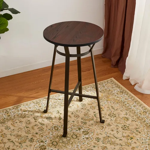 Glitzhome Mesa redonda de bar, 41.25 pulgadas de alto, mesa de pub bistró de madera con reposapiés de metal con patas en X, mesa de isla de cocina