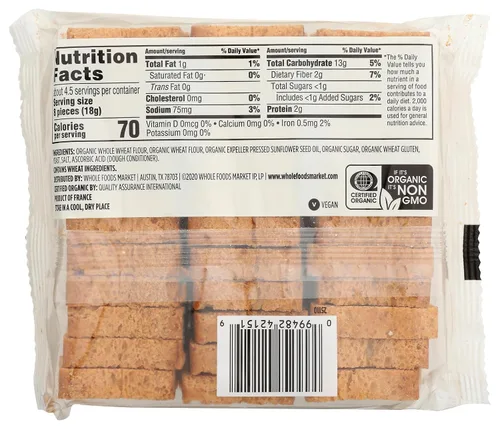 Miniatura 3 de 365 by Whole Foods Market, Mini tostadas orgánicas de trigo integral, vegano, 2.8 onzas