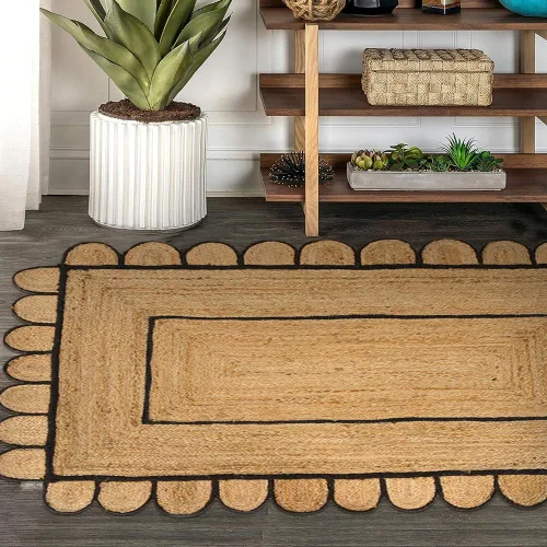 Miniatura 7 de GRUHUM Alfombra rectangular de yute de fibra natural, tejida a mano, estilo bohemio, reversible, respetuosa con el medio ambiente, trenzada, suave