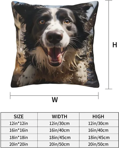 Miniatura 2 de 2 fundas de almohada cuadradas de 16 x 16 pulgadas, fundas de almohada suaves de pastor Border Collie, fundas de almohada modernas para decoración