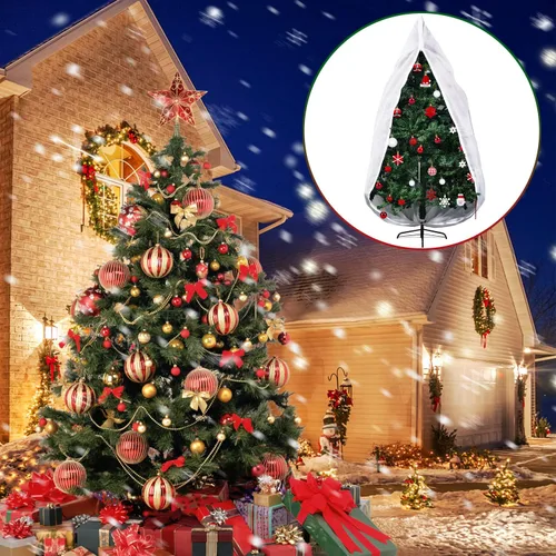 Miniatura 7 de Onesing Bolsa de almacenamiento para árbol de Navidad, 9 x 4 pies, cubierta blanca a prueba de polvo para árbol de Navidad para almacenamiento Blanco