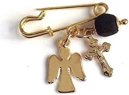 Miniatura 3 de Broche de cruz de ángel guardián de Azabache genuino Mal de Ojo