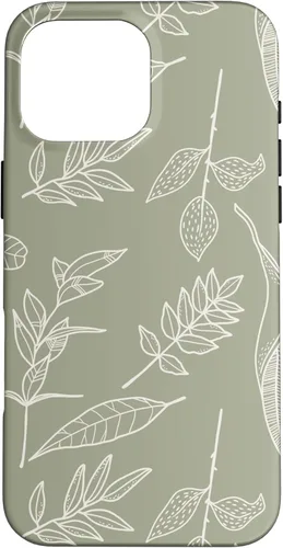 Miniatura 19 de Funda verde salvia para iPhone 13 Pro Max con diseño de hojas botánicas