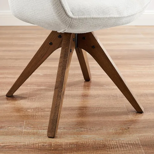 Miniatura 8 de Art Leon Silla de Escritorio Sin Ruedas, Silla de Oficina Moderna de Mediados de Siglo, Silla Giratoria de Acento con Patas de Madera de Roble