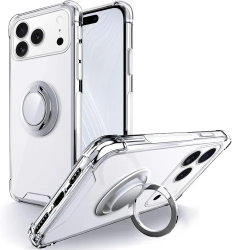 Miniatura 9 de Silverback Funda transparente diseñada para iPhone 15 con soporte de anillo, protección que absorbe los golpes, a prueba de golpes, funda