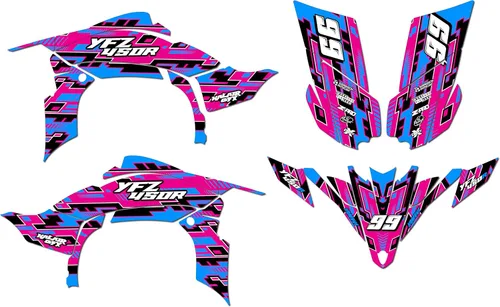 Miniatura 9 de Kit de calcomanías gráficas Kalair GFX para Yamaha YFZ 450R (2009-2013) Serie Incision Azul 16 Mil - Kit de calcomanías y vinilos personalizados