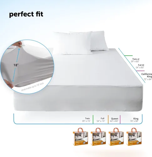 Miniatura 4 de Protector de colchón acolchado de 38 x 75 pulgadas, funda protectora de cama ajustable de algodón, bolsillo profundo de 18 pulgadas, impermeable