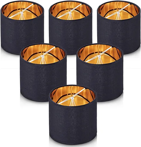 Wellmet Pantallas de Lámpara, Pantallas Pequeñas de Candelabro SOLO para Bombillas de Vela, Pantallas de Lámpara de Tambor con Clip, Juego de 6,