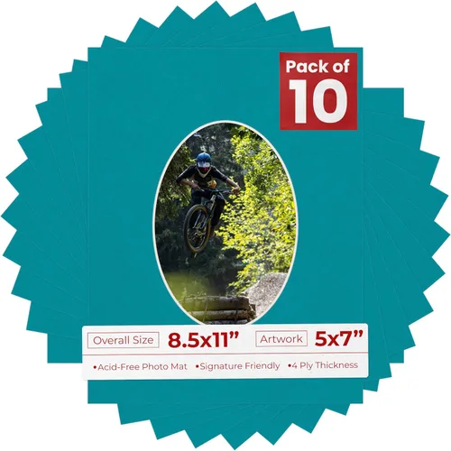 Miniatura 47 de Tapete de 8.5 x 11 pulgadas con corte biselado para fotos de 5 x 7 pulgadas, diseño ovalado, color azul bebé, sin ácidos, mate para proteger tus