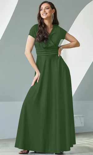 Miniatura 3 de KOH KOH Vestido de cóctel sexy de manga corta con cuello en V para mujer