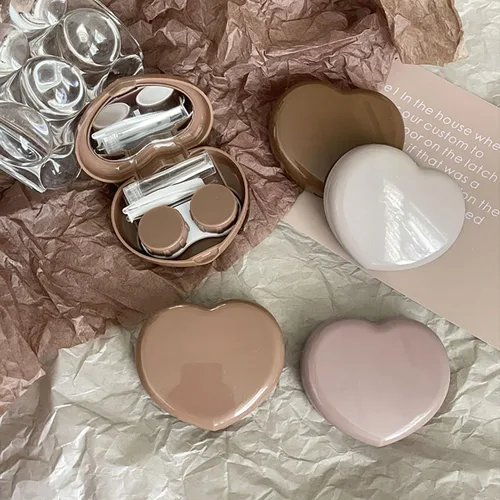 Miniatura 3 de Paquete de 4 fundas para lentes de contacto con forma de corazón, soporte de caja de contacto ocular de viaje, herramienta de extracción de pinzas