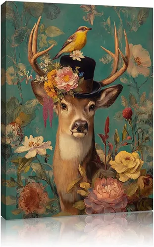 Miniatura 13 de Lienzo enmarcado vintage para pared, diseño de conejo, conejo, póster para decoración del hogar y Pascua, 13.5 x 13.5 pulgadas Granero rústico