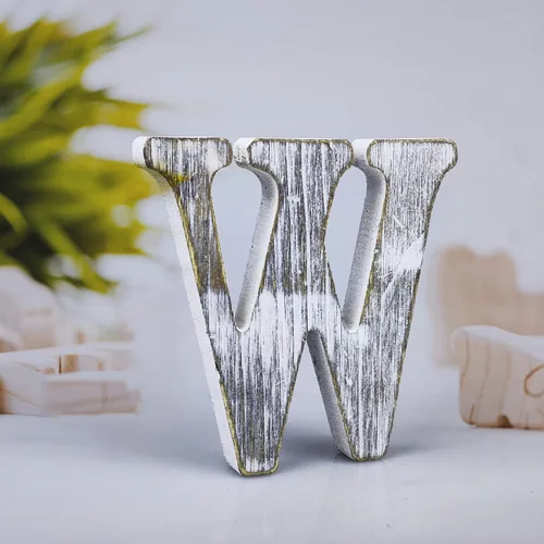 Miniatura 22 de Letras de madera rústica sin terminar de 4 pulgadas para decoración de pared, letras decorativas de pie en rodajas, decoración de tablero