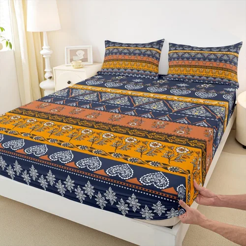 Miniatura 5 de Erosebridal Southwestern - Sábanas de cama bohemias aztecas, tamaño individual, sábanas hippie de cachemira, ropa de cama de estilo exótico, funda