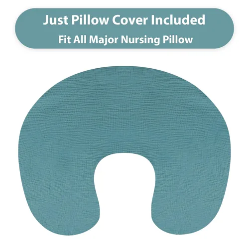 Miniatura 2 de Hooyax Funda de almohada de muselina para lactancia, suave y transpirable, funda de almohada para madres lactantes, funda de almohada elástica Azul