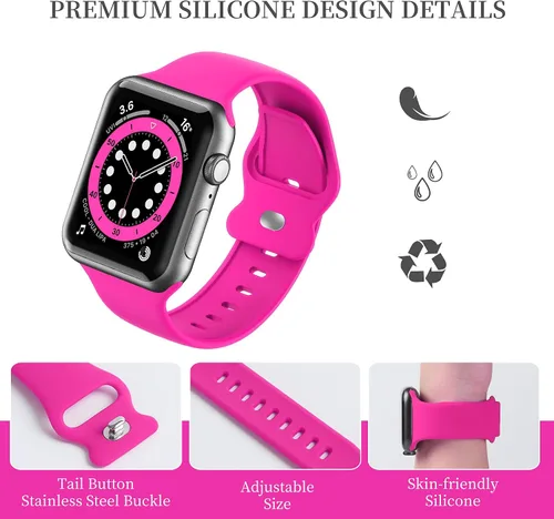 Miniatura 3 de Correas mejoradas compatibles con Apple Watch Band de 1.496 in, 1.575 in, 1.614 in, 1.654 in, 1.732 in, 1.772 in, para mujeres y hombres, correa