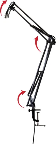 Miniatura 18 de Gator Frameworks - Soporte para micrófono de transmisión montado en escritorio Deluxe para podcasts y grabación; cable XLR integrado, (GFWBCBM3000)