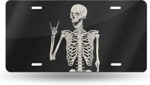 Miniatura 12 de Placa de matrícula frontal de rosa de los vientos en blanco y negro, placas de matrícula decorativas de aluminio, divertida placa de metal