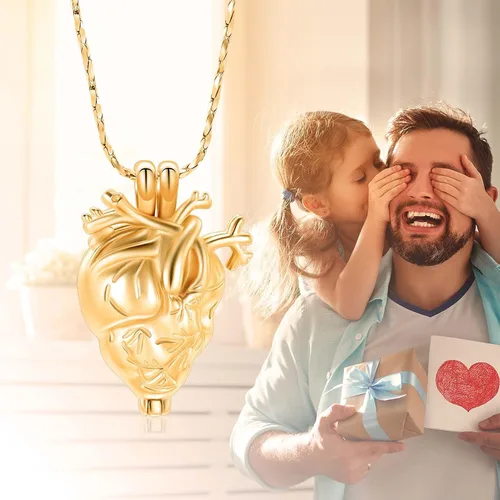 Miniatura 6 de Imrsanl Collar con colgante de joyería de cremación para cenizas – Collar anatómico de urna de corazón para cenizas – Medallones conmemorativos