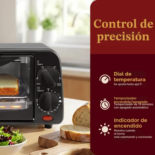 Miniatura 4 de Elite Gourmet ETO236 - Horno tostador personal compacto de 2 rebanadas para encimera con temporizador de 15 minutos y temperatura ajustable