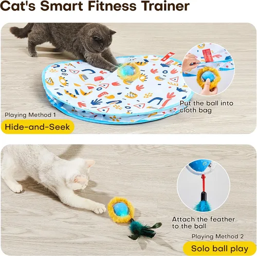 Miniatura 7 de Potaroma - Juguetes interactivos para gatos, pelota de movimiento rápido en alfombra de juego, pelota automática con movimiento activada por