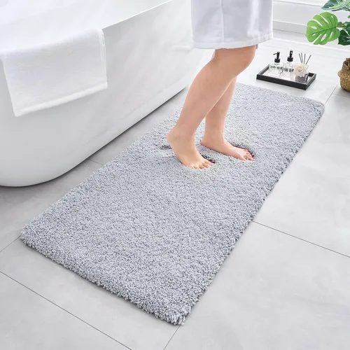 Miniatura 40 de Alfombras de baño antideslizantes, lavables, ultra gruesas, suaves, de microfibra absorbente, de látex de espuma de alta densidad, con respaldo Beige