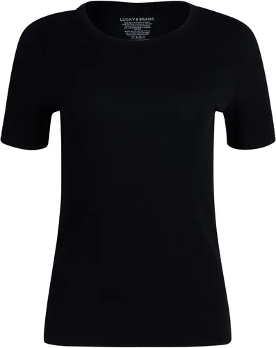 Miniatura 5 de Lucky Brand Camiseta para mujer, paquete de 3 camisetas de algodón elástico con cuello redondo y manga corta acanaladas, camisetas básicas sólidas