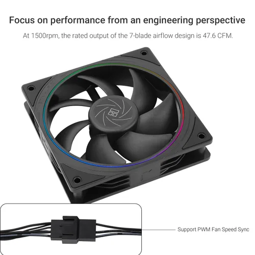 Miniatura 3 de Thermalright Ventilador de CPU TL-S12, ventilador PWM, efecto de luz de apertura fina, conector PWM de 4 pines con apertura ARGB, ventilador