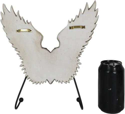 Miniatura 5 de Ebros Gift Corazón de flor de Lis de cuero sintético rústico occidental con alas de roca turquesa y ángel, ganchos dobles decorativos para colgar