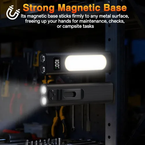 Miniatura 5 de Linternas recargables de alto lúmenes 1800, linterna plana EDC con magnética, linterna de bolsillo de 11 modos súper brillante, luces LED tácticas