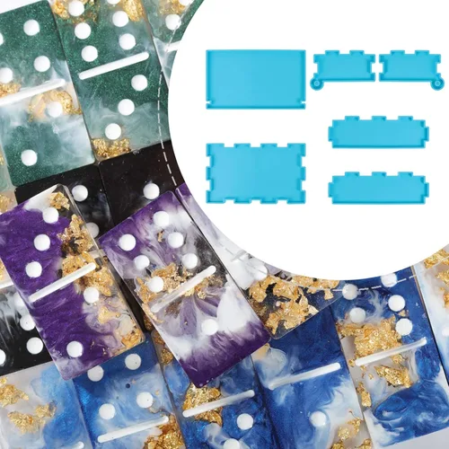 Miniatura 8 de EXCEART 1 Unidades DIY Domino Box Molde de Silicona y Domino Molds Set para Fundición de Resina Caja de Almacenamiento Domino Molde de Resina