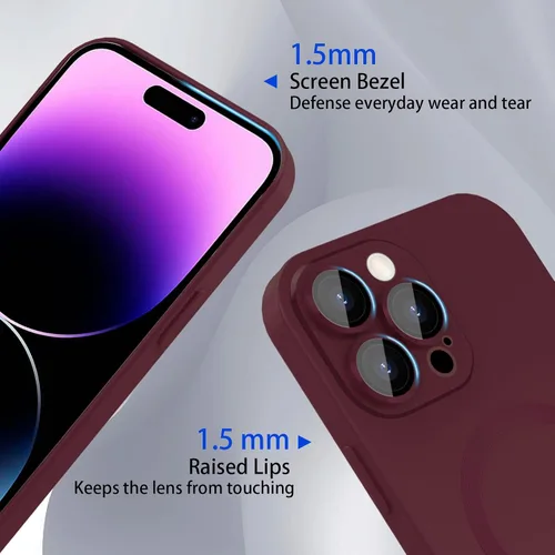 Miniatura 3 de Funda magnética ankofave para iPhone 14 Pro Max, funda para teléfono para mujeres, diseño mate de lujo suave con lustre metálico y protector