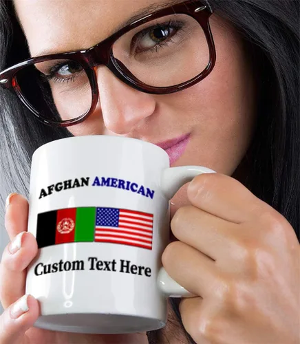 Miniatura 5 de Taza de café de cerámica personalizada de 11 onzas de países afganos americanos banderas de taza de té blanco Texto personalizado aquí