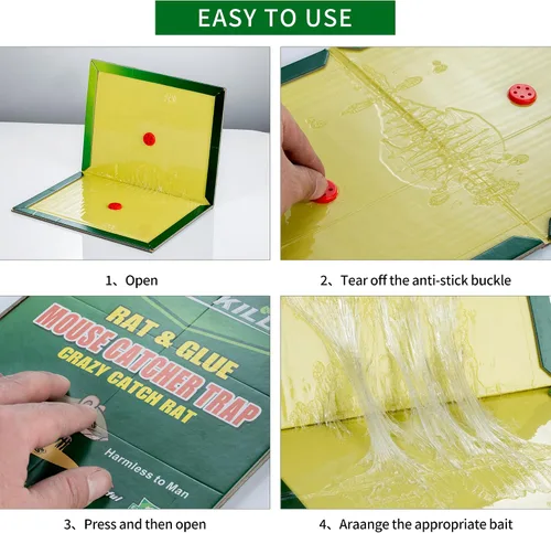 Miniatura 4 de 10-Pack de trampas adhesivas grandes para ratones con pegajosidad mejorada, tablero adhesivo para ratas y serpientes para interiores y exteriores