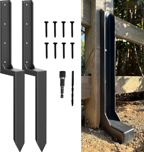 IRONBABE Kit de reparación de postes de valla – Estacas de anclaje de acero de una pieza para fijar rápidamente postes de madera rotos / inclinados