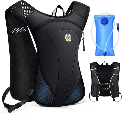 Miniatura 11 de Mochila de hidratación con bolsa de agua de 2 L, chaleco ligero y transpirable para correr, correas ajustables para el pecho, paquete de agua