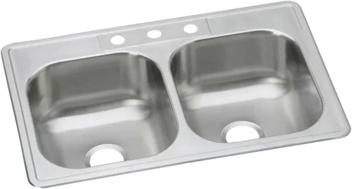 Miniatura 11 de Elkay DSE233194 Dayton Equal - Fregadero de acero inoxidable con doble tazón, 33 x 19
