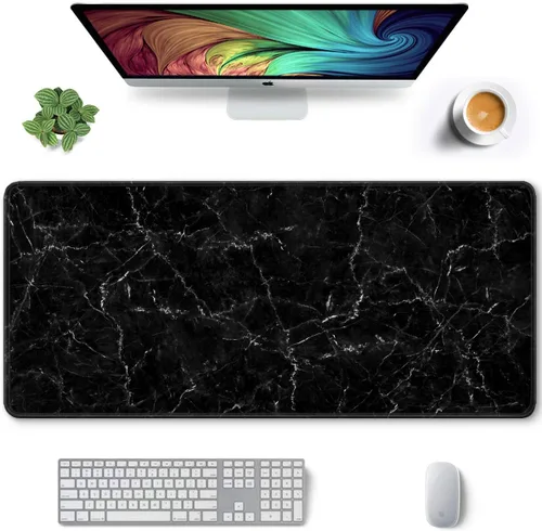 Miniatura 54 de Auhoahsil Alfombrilla grande para mouse, tamaño XXL, extendida de 35 x 15 pulgadas, base de goma antideslizante, bordes cosidos, superficie 03