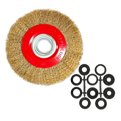 Miniatura 13 de Cepillo de rueda de alambre de banco de 6 pulgadas, alambre de acero prensado grueso, 0.012 pulgadas con eje de 5/8 pulgadas para amoladora de banco
