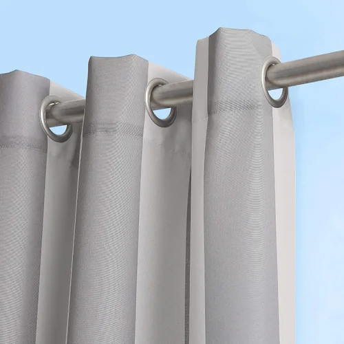 Miniatura 25 de Par de paneles de cortina con ojales Sun Zero Valencia estilo cabaña a rayas para interior/exterior con protección UV y eficiencia energética