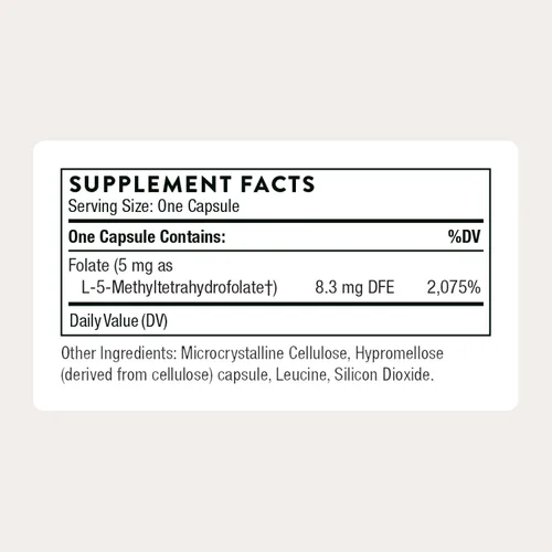 Miniatura 2 de THORNE - 5-MTHF - Suplemento de metilfolato (folato B9 activo) - Apoya la salud cardiovascular, el desarrollo fetal, la salud nerviosa, los niveles