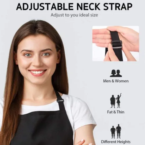 Miniatura 5 de UPKOCH 2pcs Black Kitchen Aprons for Men and Women, Multi-functional Cooking and Bbq Work Apron with Adjustable Straps, 70x75cm Food Service